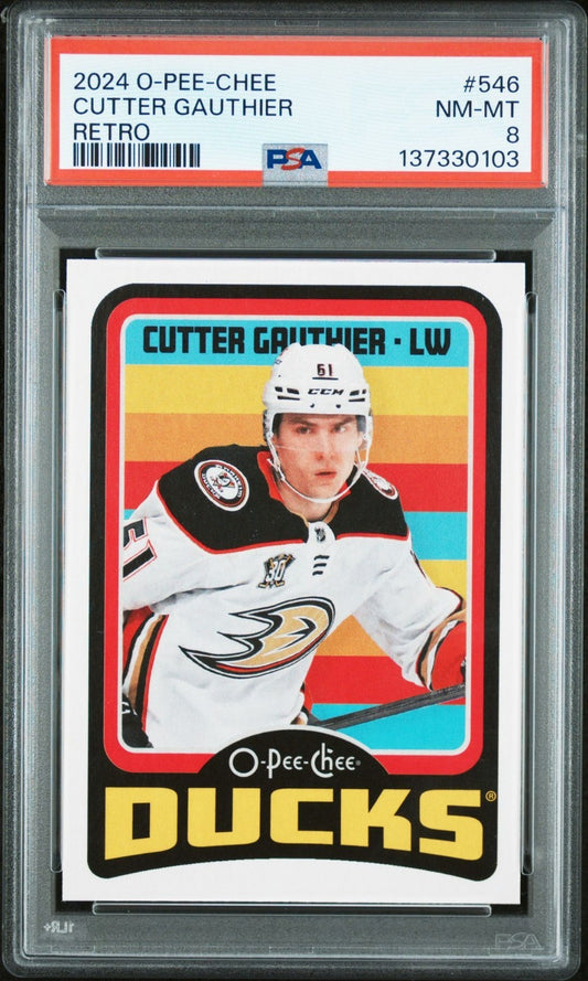 2024-25 O-Pee-Chee O-Pee-Chee #546 Cutter Gauthier MAR PSA 8 Graded trading card
