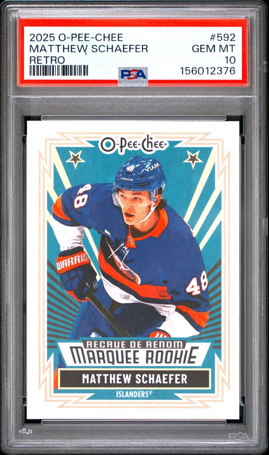 2025-26 O-Pee-Chee O-Pee-Chee #592 Matthew Schaefer PSA 10 Graded trading card