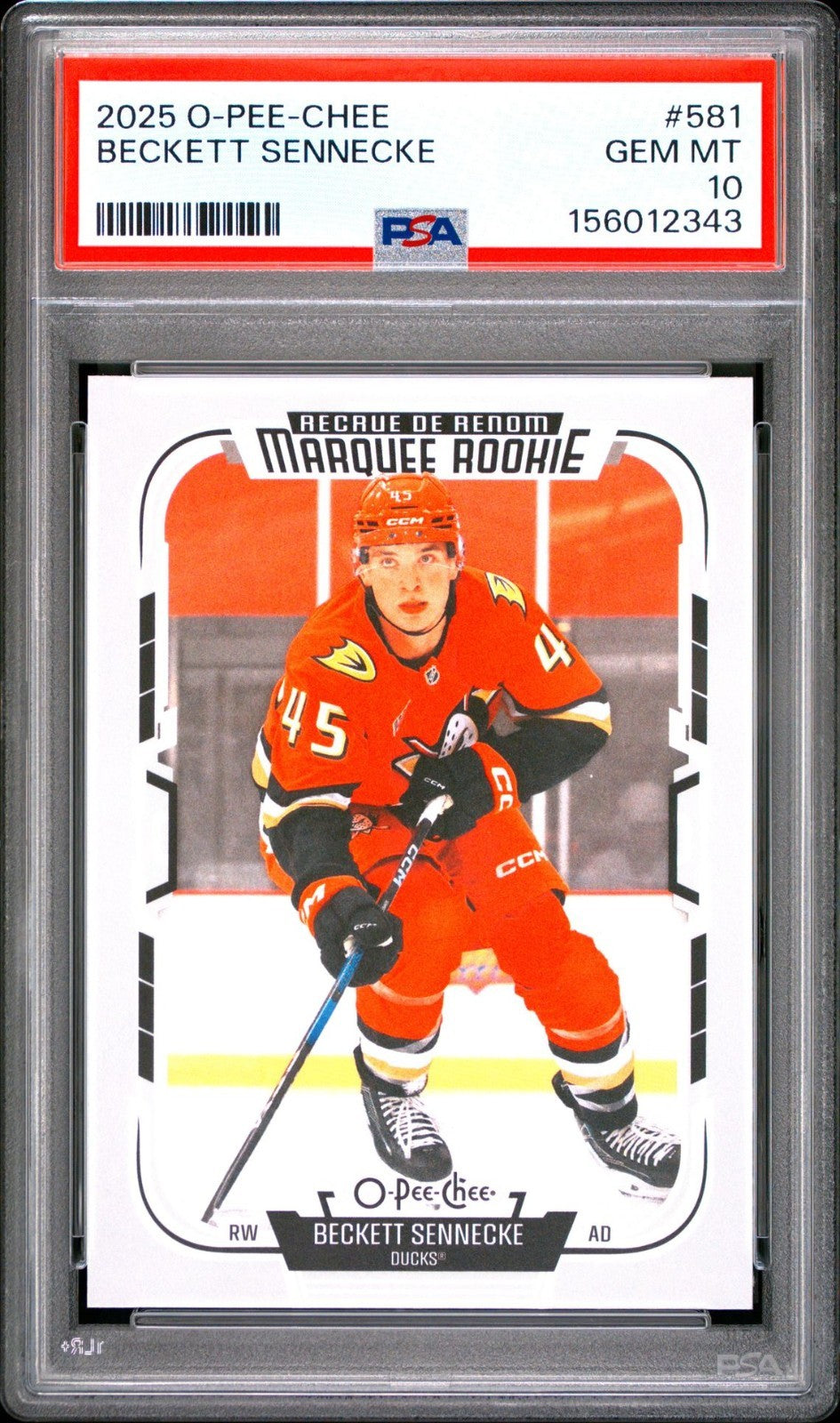 2025-26 O-Pee-Chee O-Pee-Chee #581 Beckett Sennecke PSA 10 Graded trading card