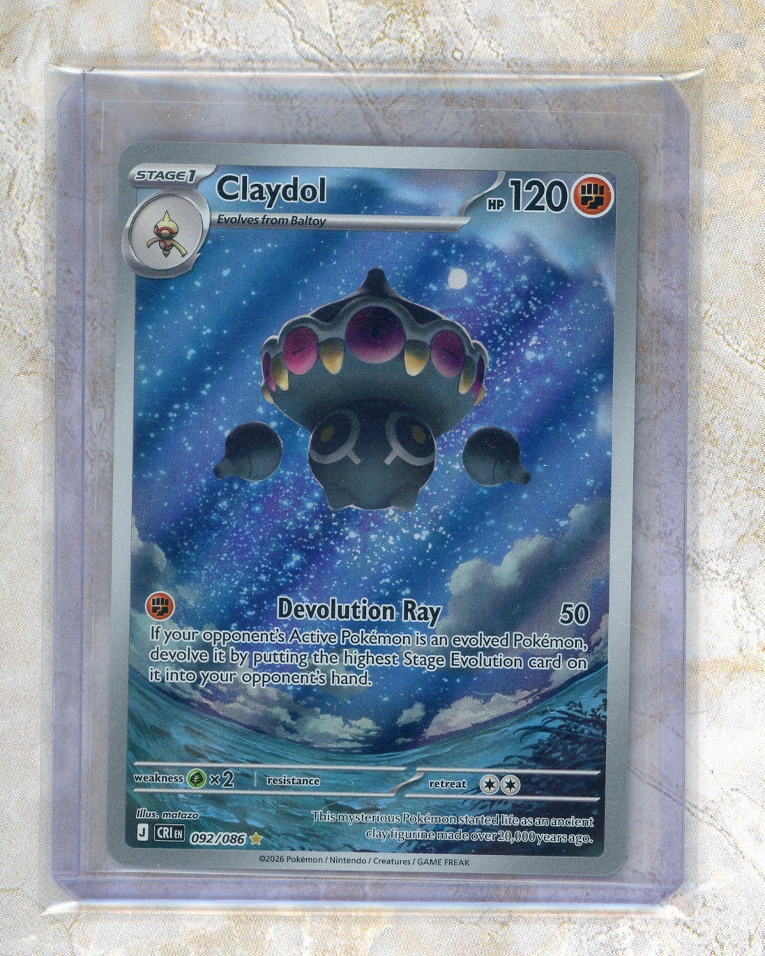 2026 Pokemon CRI EN-Chaos Rising #092 Claydol IR Raw trading card