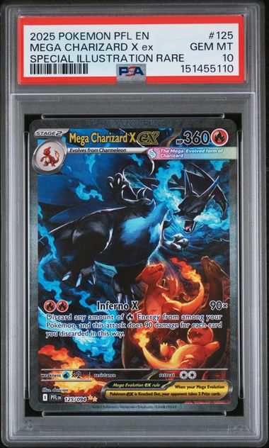 2025 Pokémon PFL EN Phantasmal Flames Mega Charizard X ex #125 Special Illustration Rare PSA 10 Cert #151455110