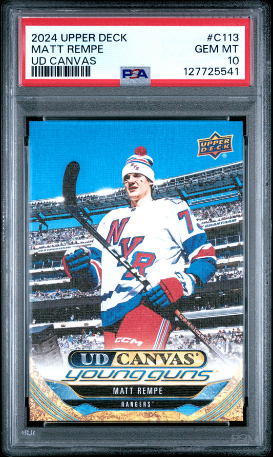 2024-25 Upper Deck Series 1 Matt Rempe #C-113 UD Canvas Young Guns PSA 10 Cert #127725541