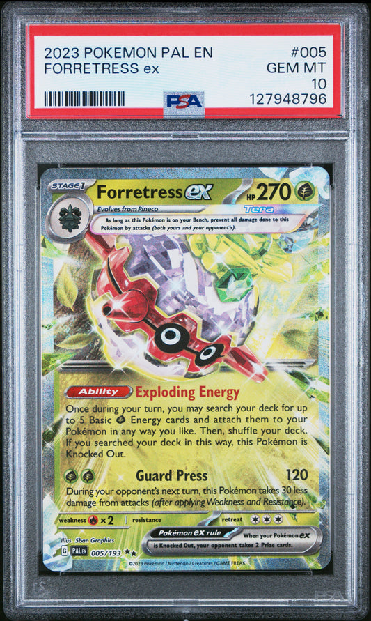2023 Pokémon PAL EN Forretress ex #005 Double Rare PSA 10 Cert #127948796
