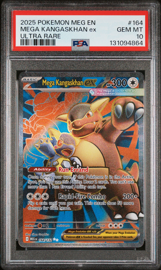 2025 Pokémon MEG EN Mega Kangaskhan ex #164 Ultra Rare PSA 10 Cert #131094864
