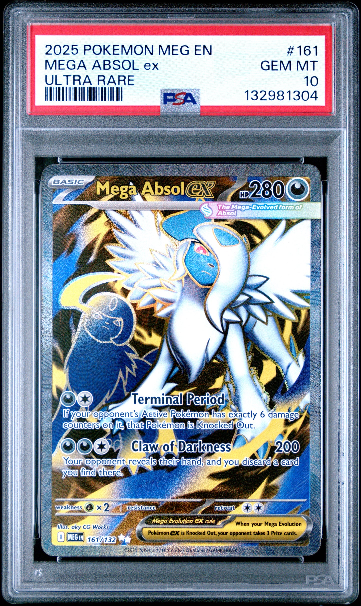 2025 Pokémon Mega Evolution (English) Mega Absol ex #161 Ultra Rare — PSA 10 Cert #132981304