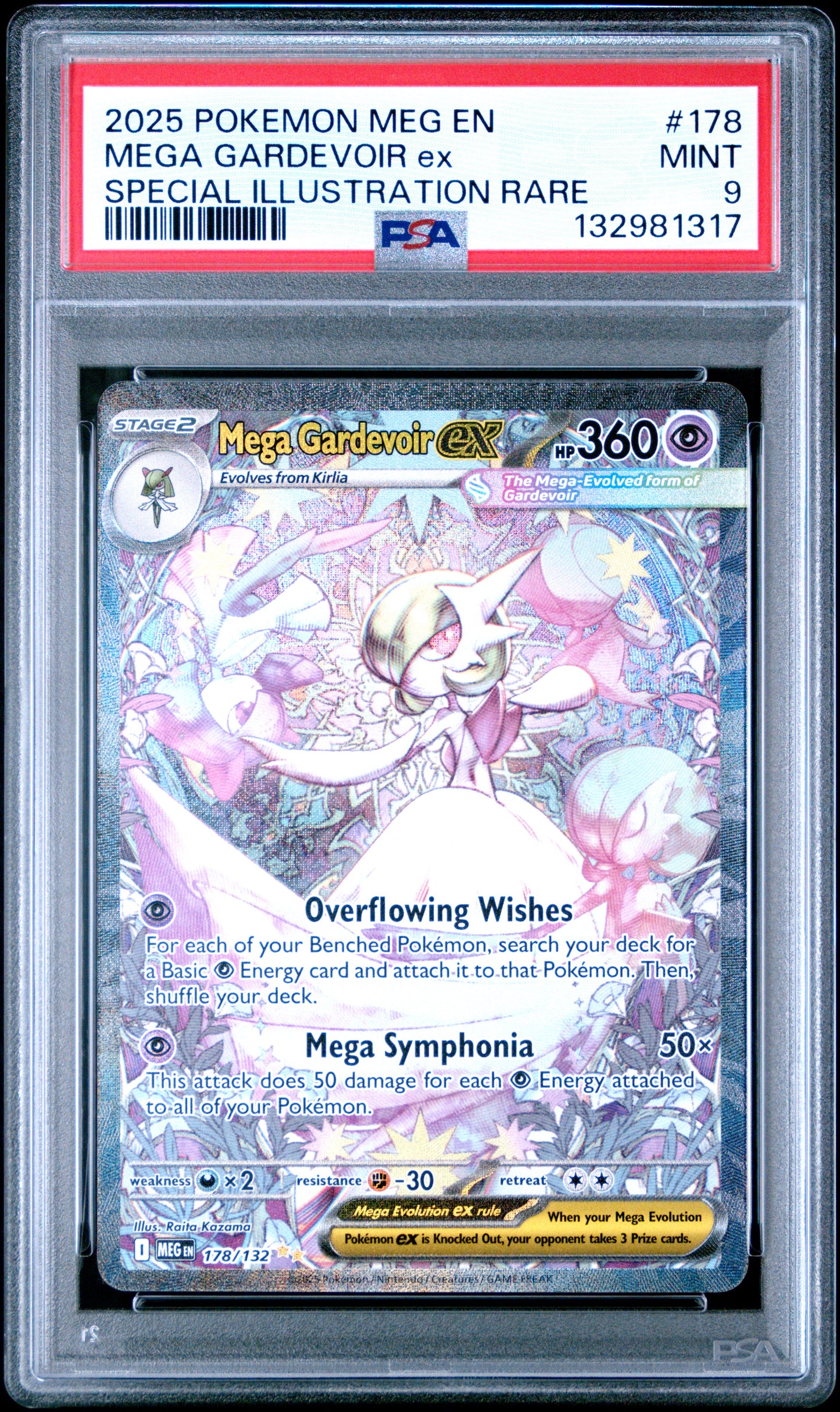 2025 Pokémon MEG EN #178 Mega Gardevoir EX Special Illustration Rare SIR — PSA 9 Cert #132981317