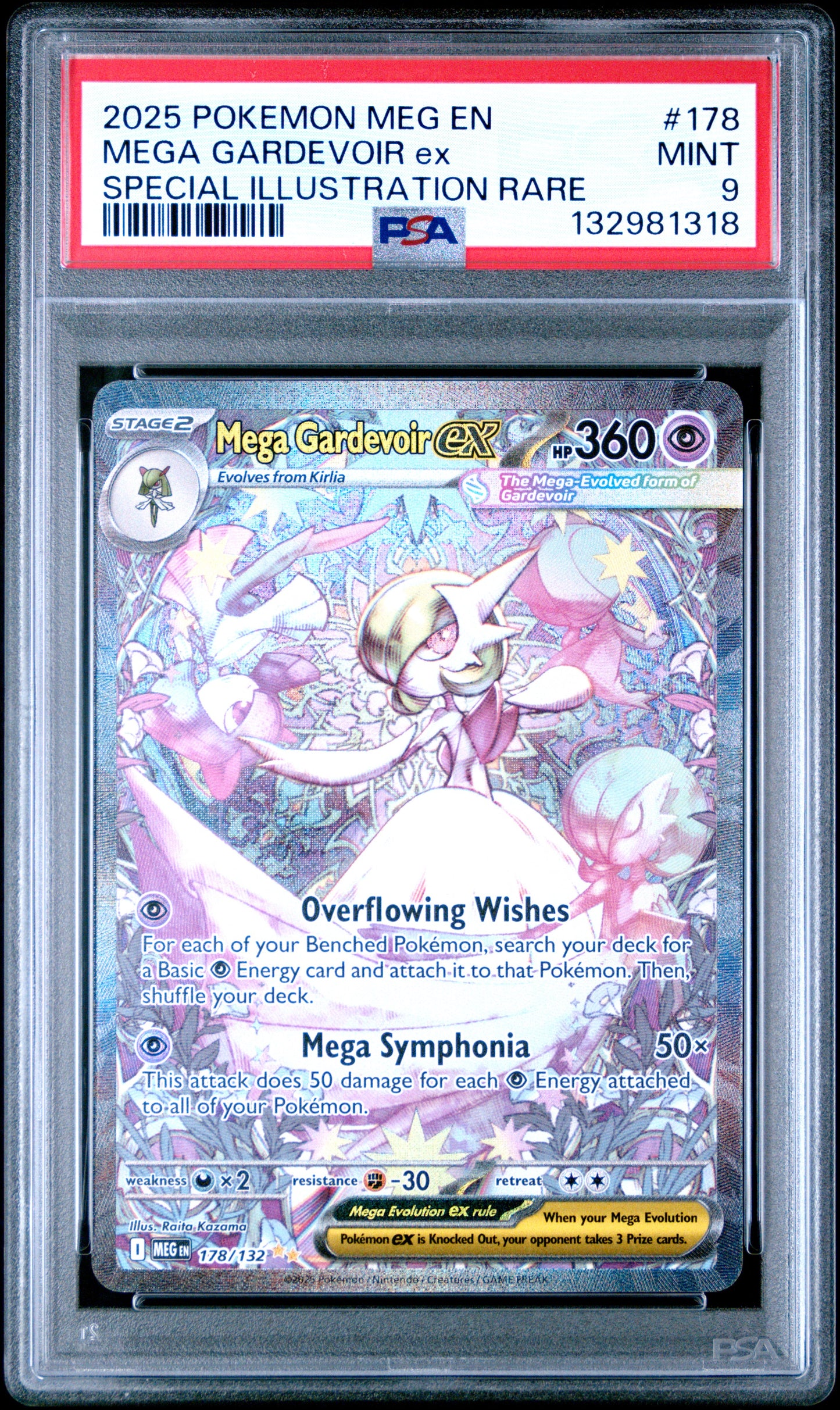 2025 Pokémon MEG EN #178 Mega Gardevoir EX Special Illustration Rare SIR — PSA 9 Cert #132981318