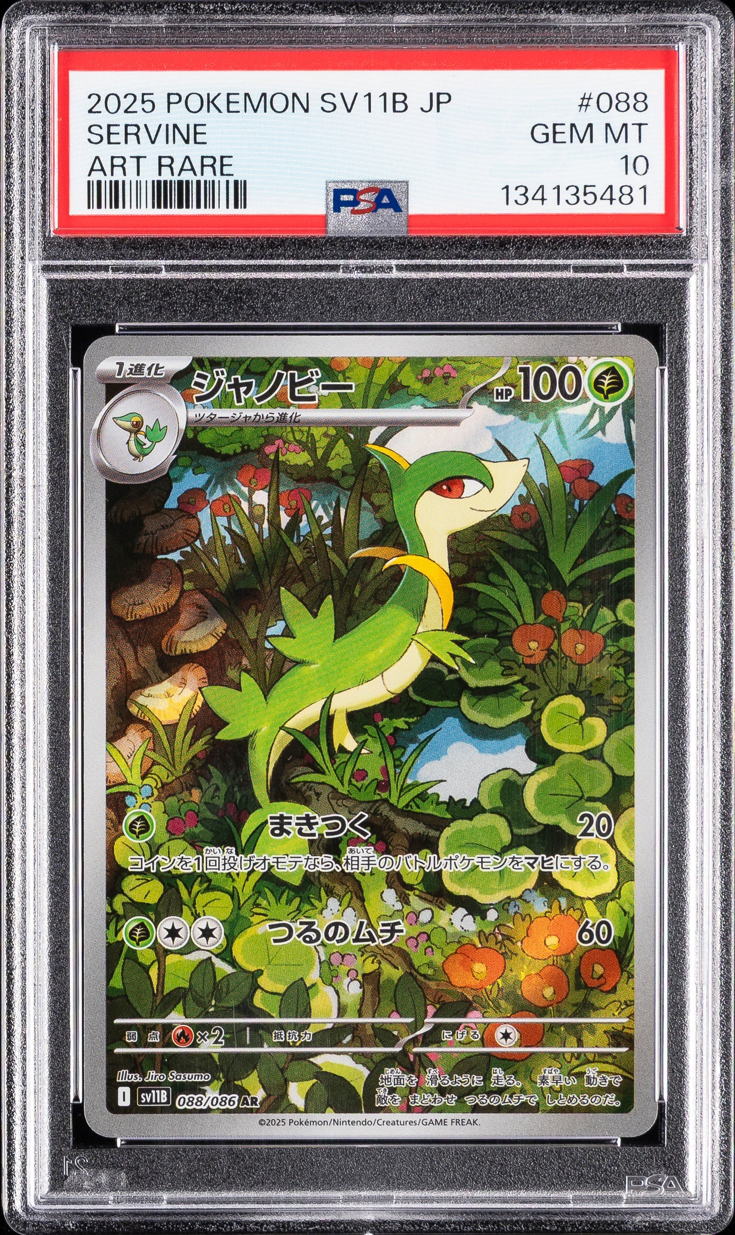 2025 Pokémon SV11B JP Servine #088 Art Rare PSA 10 Cert #134135481