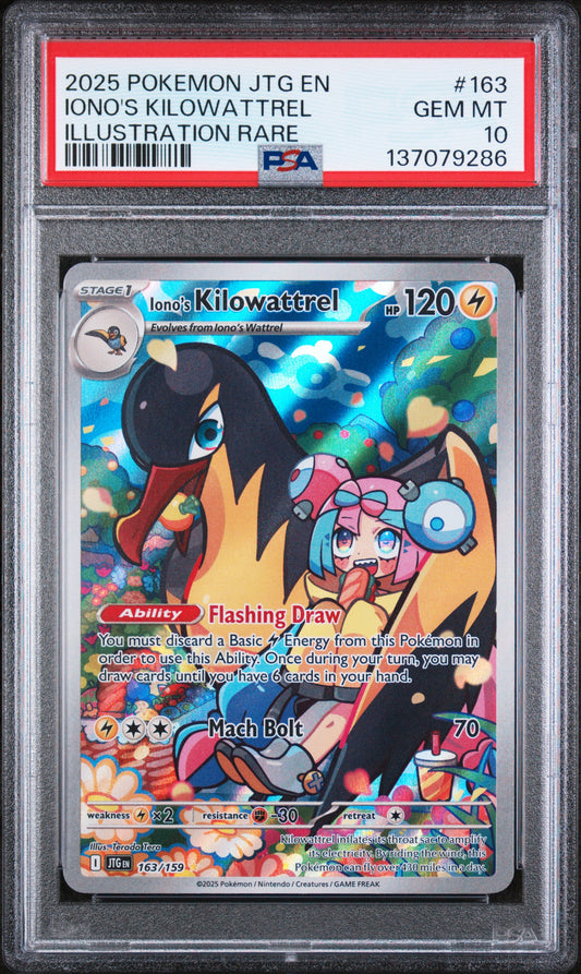 2025 Pokémon JTG EN Iono's Kilowattrel #163 Illustration Rare PSA 10 Cert #137079286