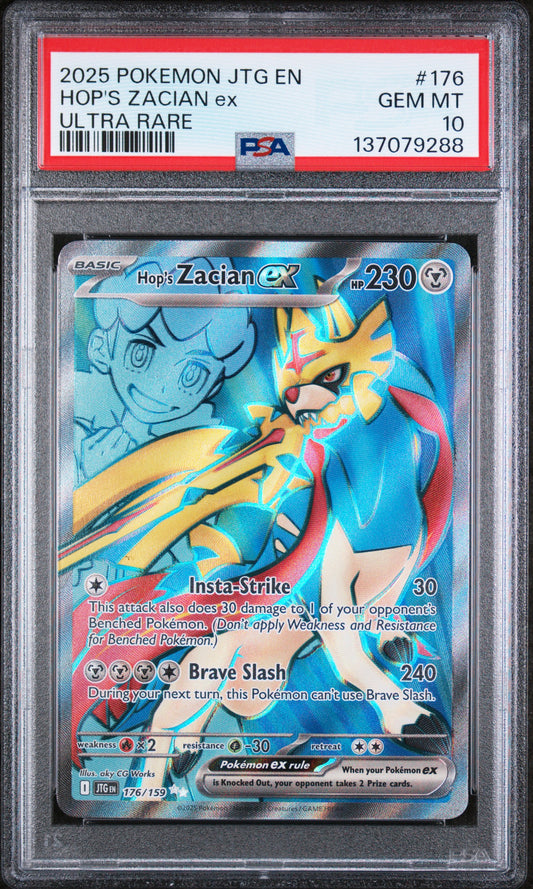 2025 Pokémon JTG EN Hop's Zacian ex #176 Ultra Rare PSA 10 Cert #137079288