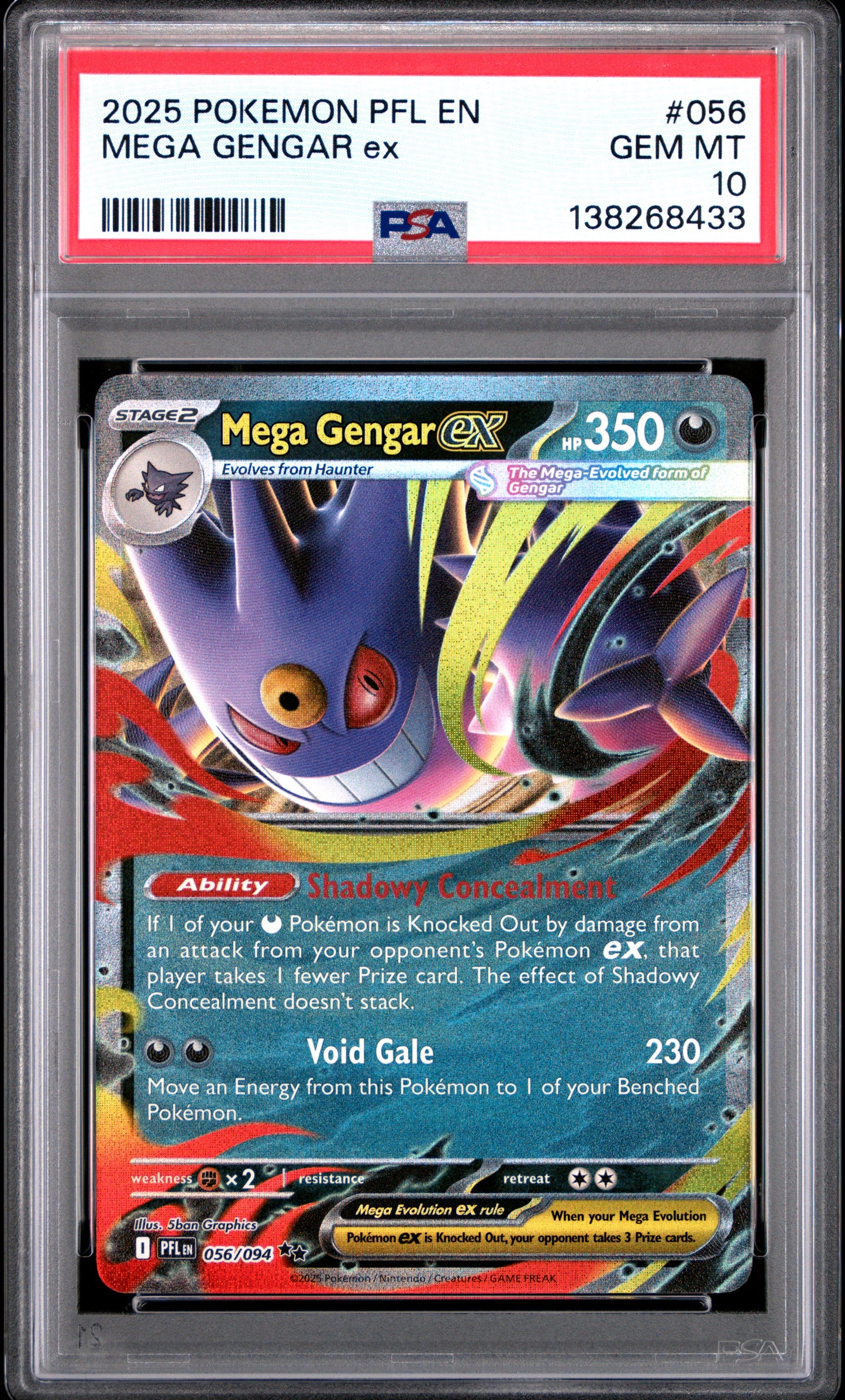 2025 Pokémon PFL EN Phantasmal FlamesMega Gengar ex #056 PSA 10 Cert #138268433