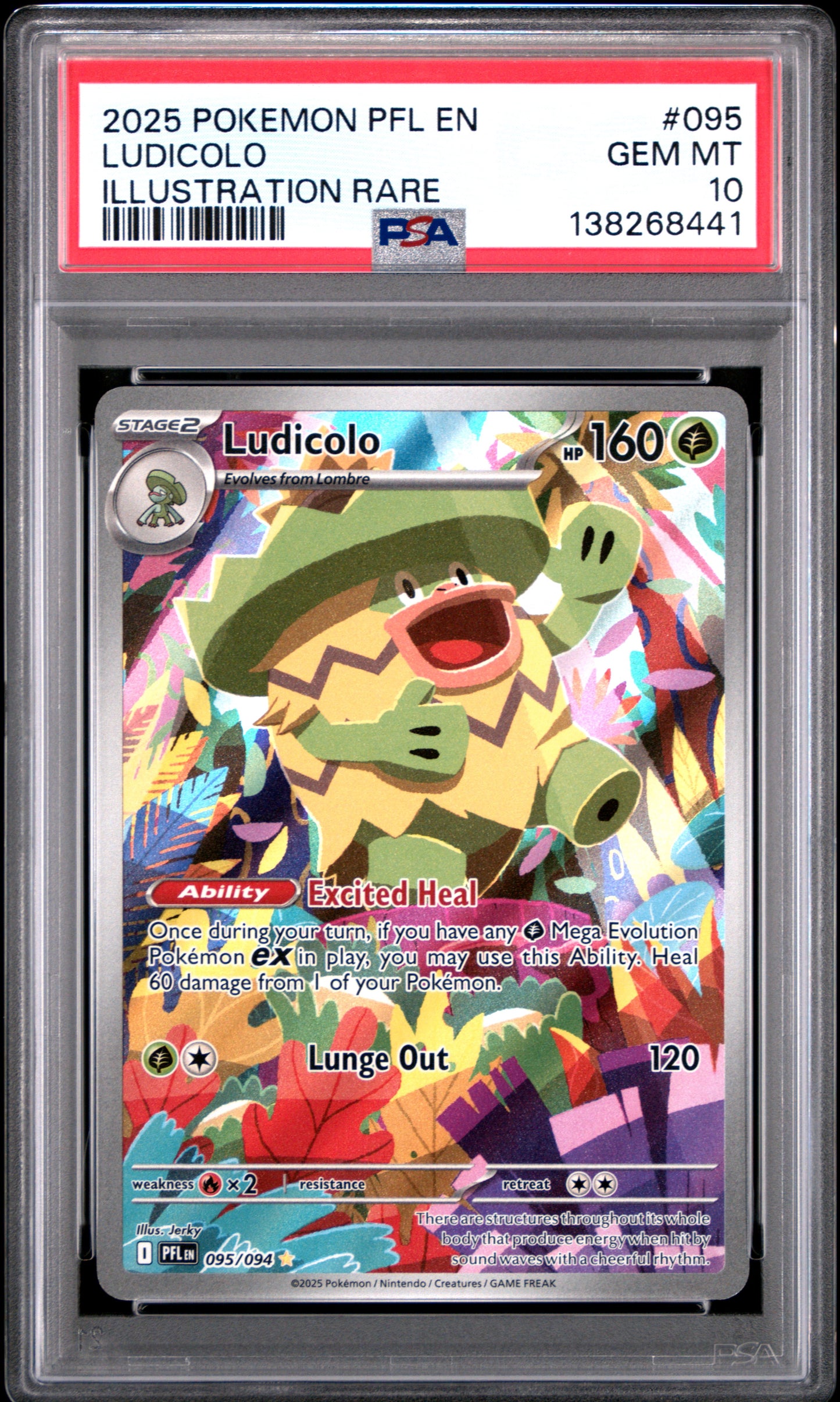 2025 Pokémon PFL EN Phantasmal Flames Ludicolo #095 Illustration Rare PSA 10 Cert #138268441
