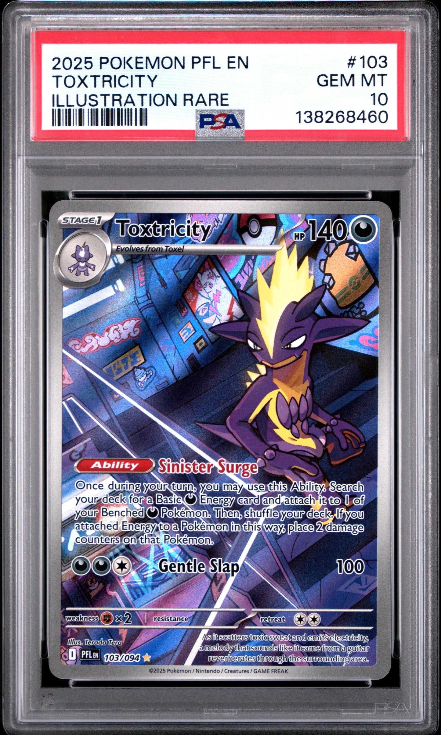 2025 Pokémon PFL EN Phantasmal Flames Toxtricity #103 Illustration Rare PSA 10 Cert #138268460