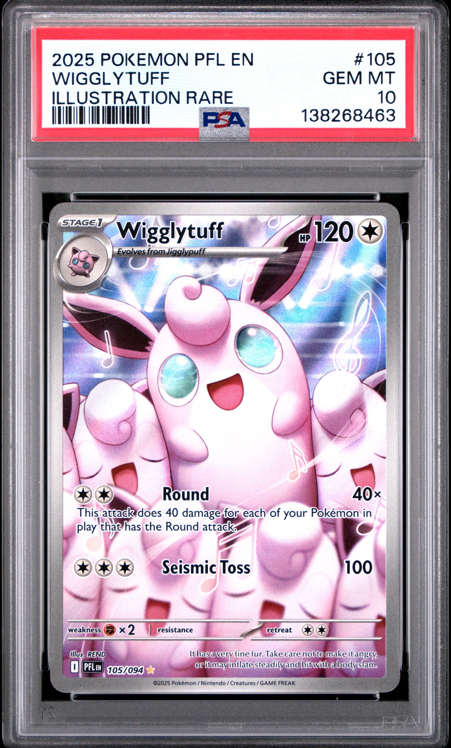 2025 Pokémon PFL EN Phantasmal Flames Wigglytuff #105 Illustration Rare PSA 10 Cert #138268463