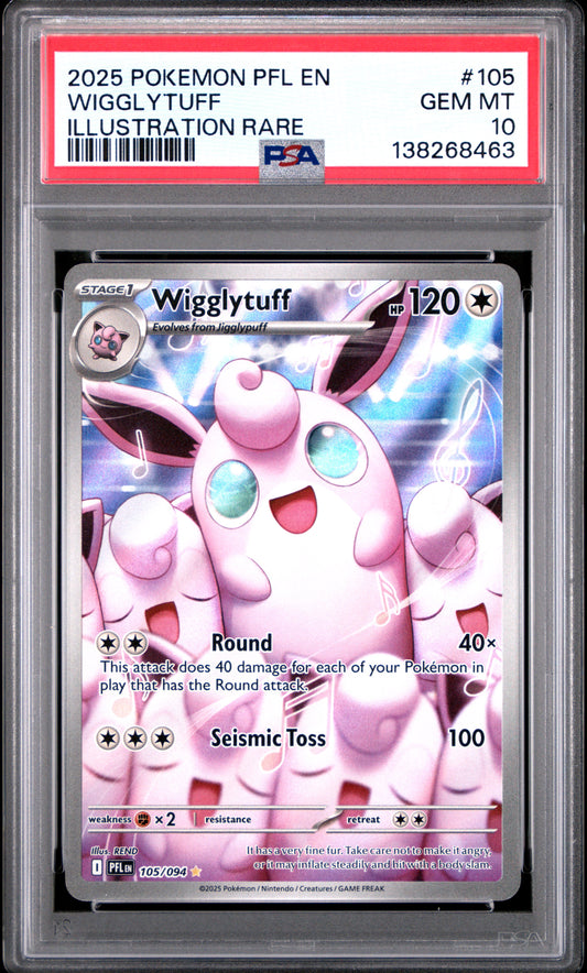 2025 Pokémon PFL EN Phantasmal Flames Wigglytuff #105 Illustration Rare PSA 10 Cert #138268463