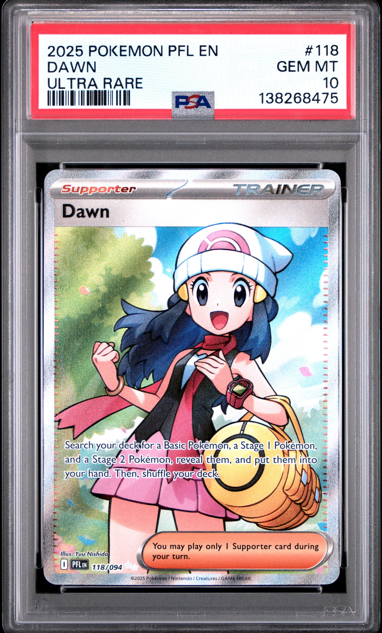 2025 Pokémon PFL EN Phantasmal Flames Dawn #118 Ultra Rare PSA 10 Cert #138268475