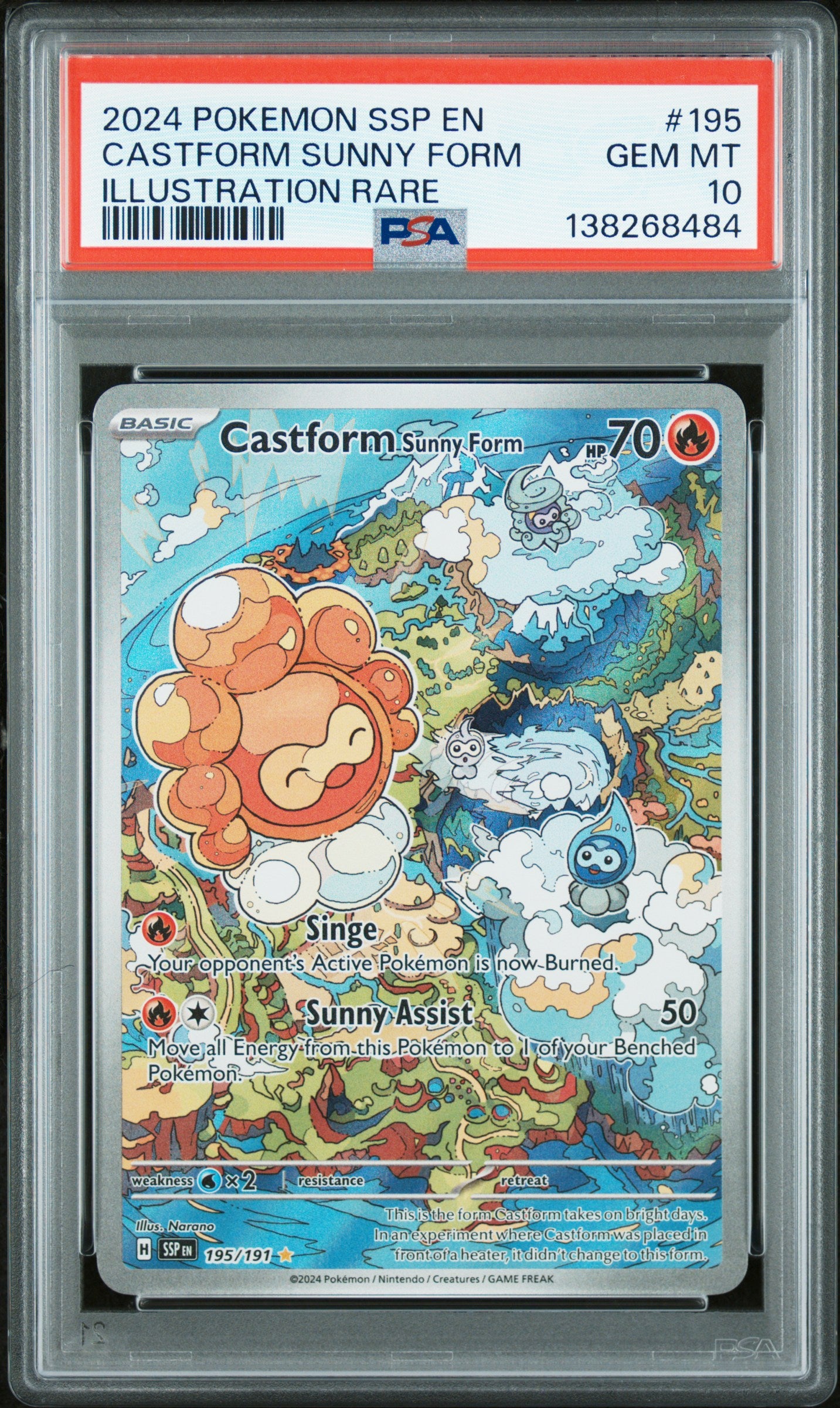 2024 Pokémon SSP EN Castform Sunny Form #195 Illustration Rare PSA 10 Cert #138268484