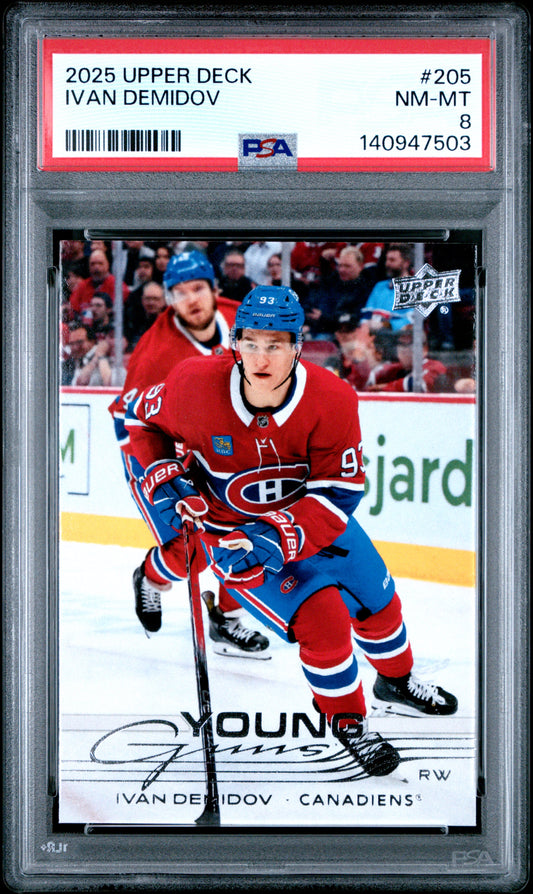 2025-26 Upper Deck Series 1 Hockey Ivan Demidov #205 Young Guns RC — PSA 8 Cert #140947503