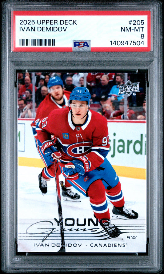 2025-26 Upper Deck Series 1 Hockey Ivan Demidov #205 Young Guns RC — PSA 8 Cert #140947504