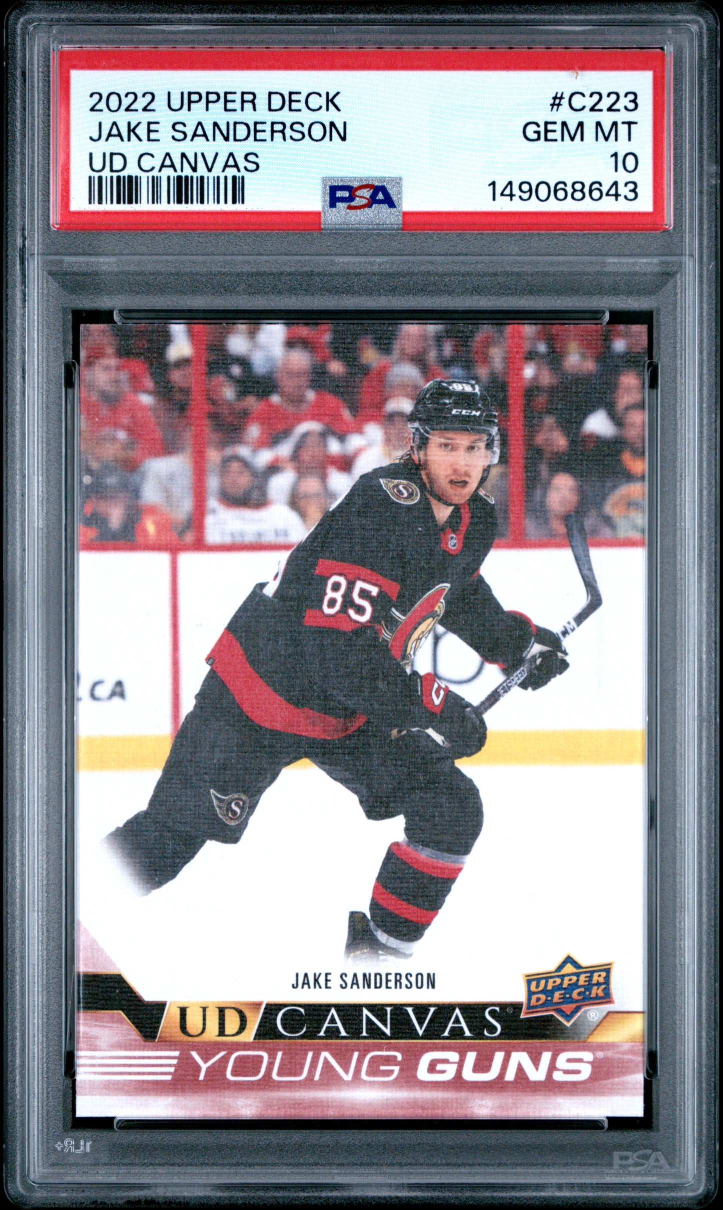2022-23 Upper Deck Series 2 Jake Sanderson #C223 UD Canvas Young Guns PSA 10 Cert #149068643