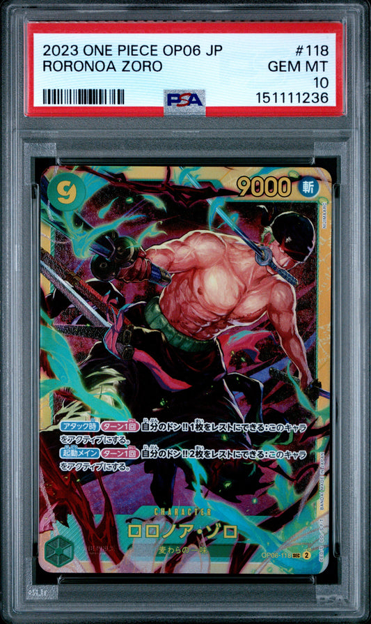 2025 One Piece PRB02 JP Premium Booster The Best Vol.2 OP06 JP Roronoa Zoro #118 PSA 10 Cert #151111236
