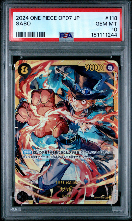 2025 One Piece PRB02 JP Premium Booster The Best Vol.2 OP07-118 Sabo Secret Rare SR — PSA 10 Cert #151111244