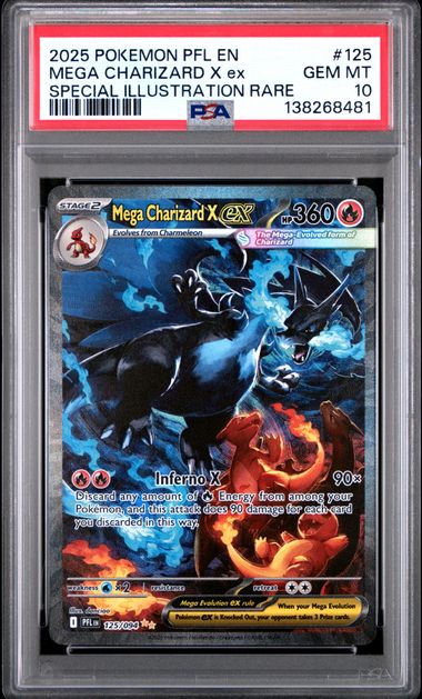2025 Pokémon PFL EN Phantasmal Flames Mega Charizard X ex #125 Special Illustration Rare PSA 10 Cert #138268481