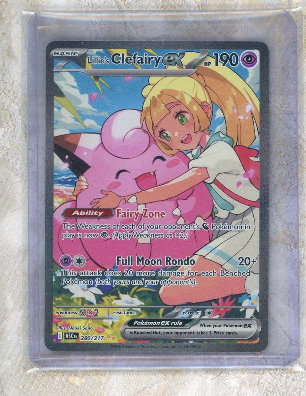 2025 Pokémon ASC EN Lillie's Clefairy ex #280/217 Raw