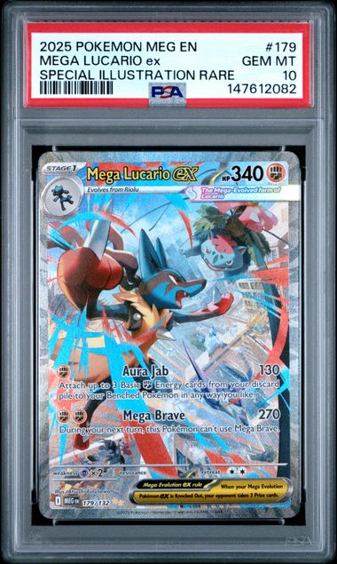 2025 Pokémon MEG EN Mega Lucario ex #179/132 Special Illustration Rare PSA 10 Cert #147612082